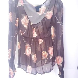 The Limited Silk Floral Sheer Top
